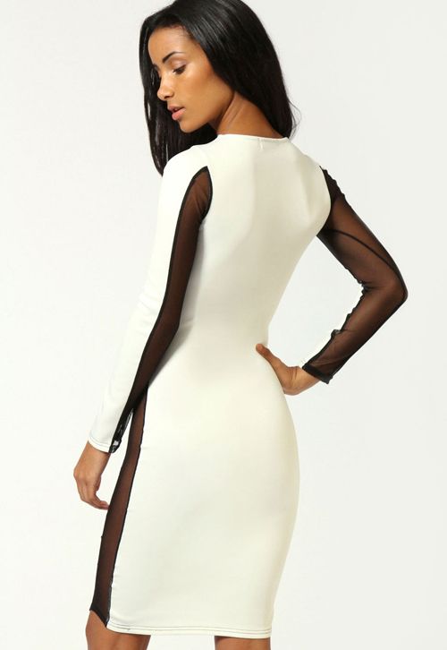 white bodycon dress with mesh sides White bodycon dress with mesh sides dillards quick